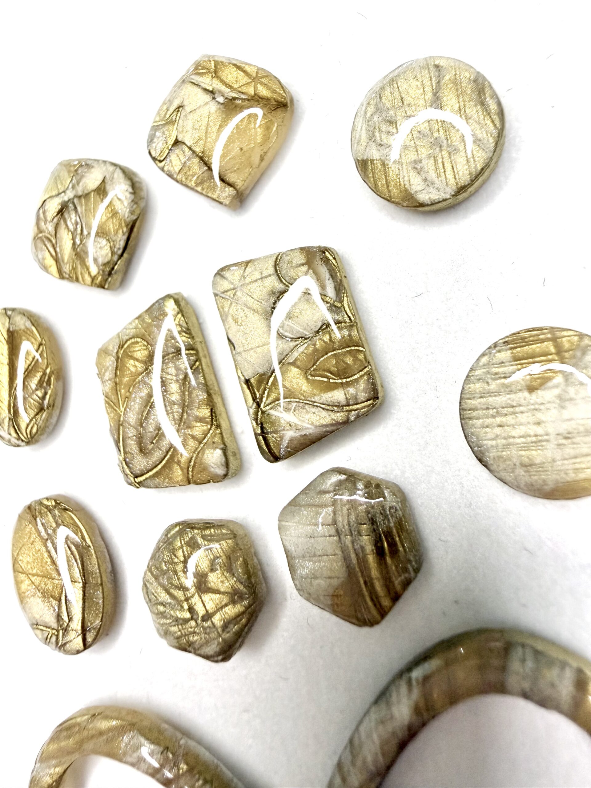 Golden Brushed Floral Cabochons - Image 2