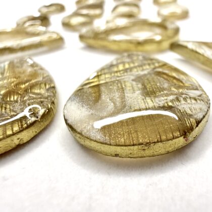 Golden Brushed Floral Cabochons
