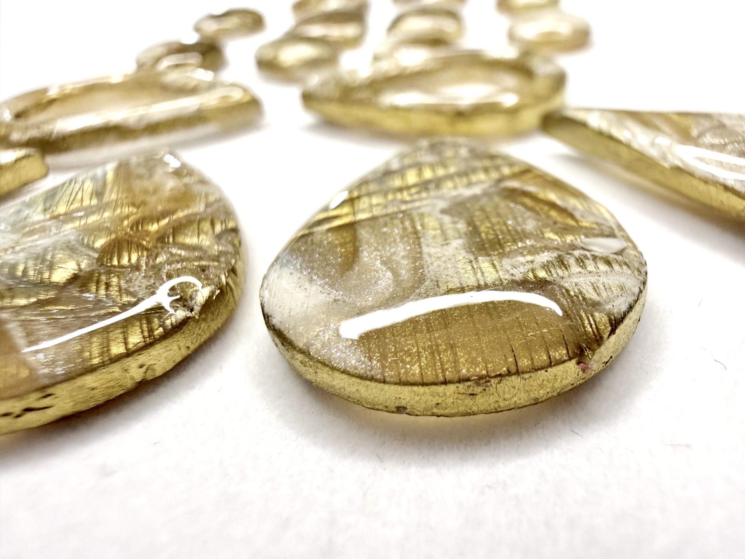 Golden Brushed Floral Cabochons