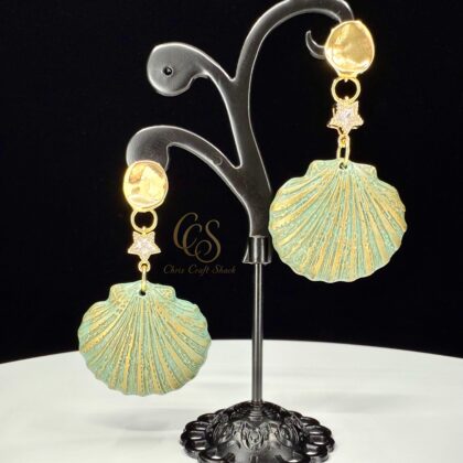 Treasures of the Sea Dusted Gold Seashell Dangle Earrings